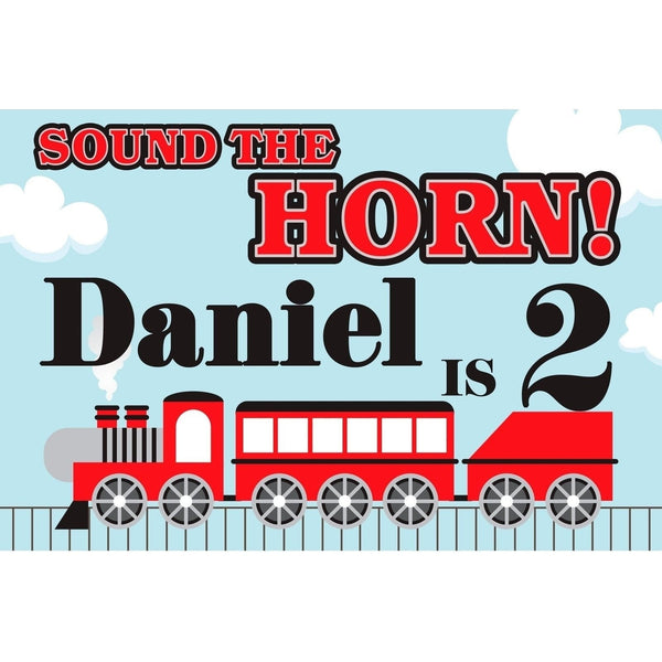 Customizable Yard Sign / Lawn Sign Birthday Train Landscape