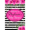 Customizable Yard Sign / Lawn Sign Welcome Baby Shower Black/White Stripes Flower
