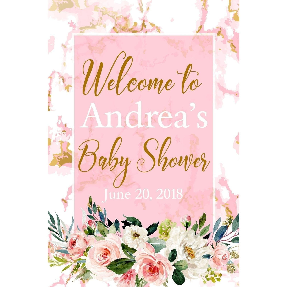 Customizable Yard Sign / Lawn Sign Welcome Baby Shower Floral Blush
