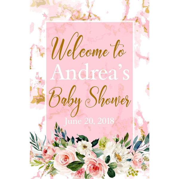Customizable Yard Sign / Lawn Sign Welcome Baby Shower Floral Blush