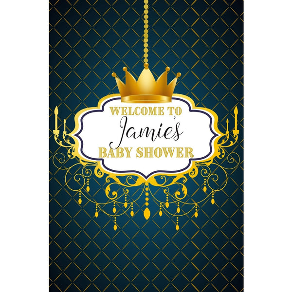 Customizable Yard Sign / Lawn Sign Welcome Baby Shower Royal Chandelier Blue