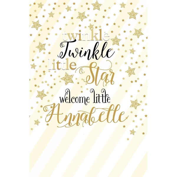 Customizable Yard Sign / Lawn Sign Welcome Baby Shower Twinkle Gold Stripe