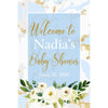 Customizable Yard Sign / Lawn Sign Welcome Baby Shower Floral Blue