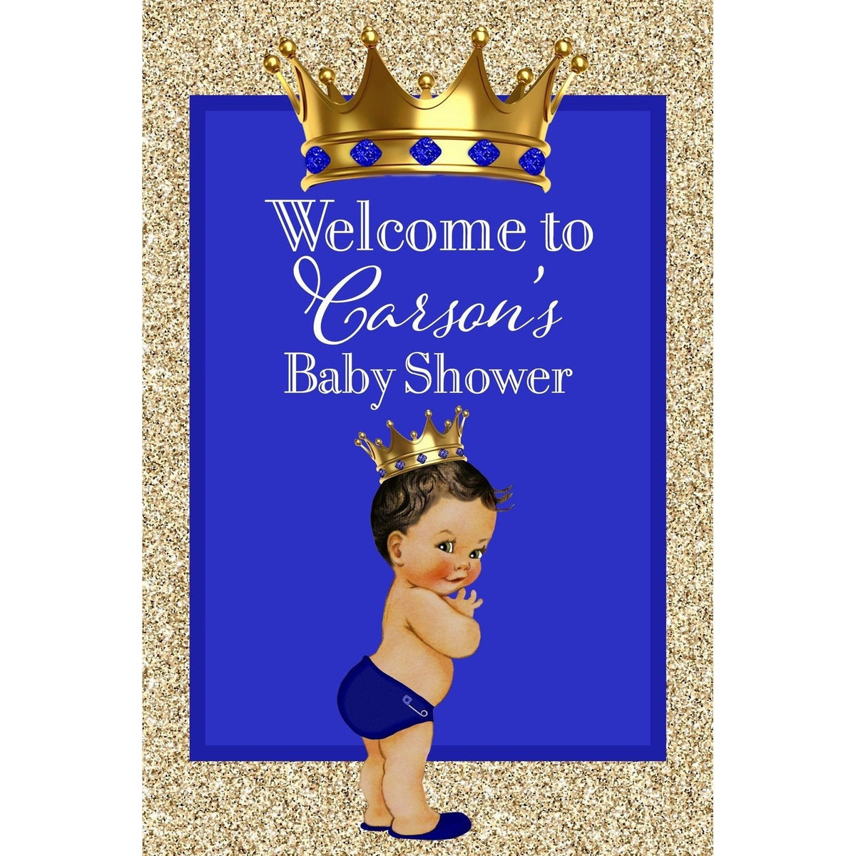 Customizable Yard Sign / Lawn Sign Welcome Baby Shower Royal Crown Blue