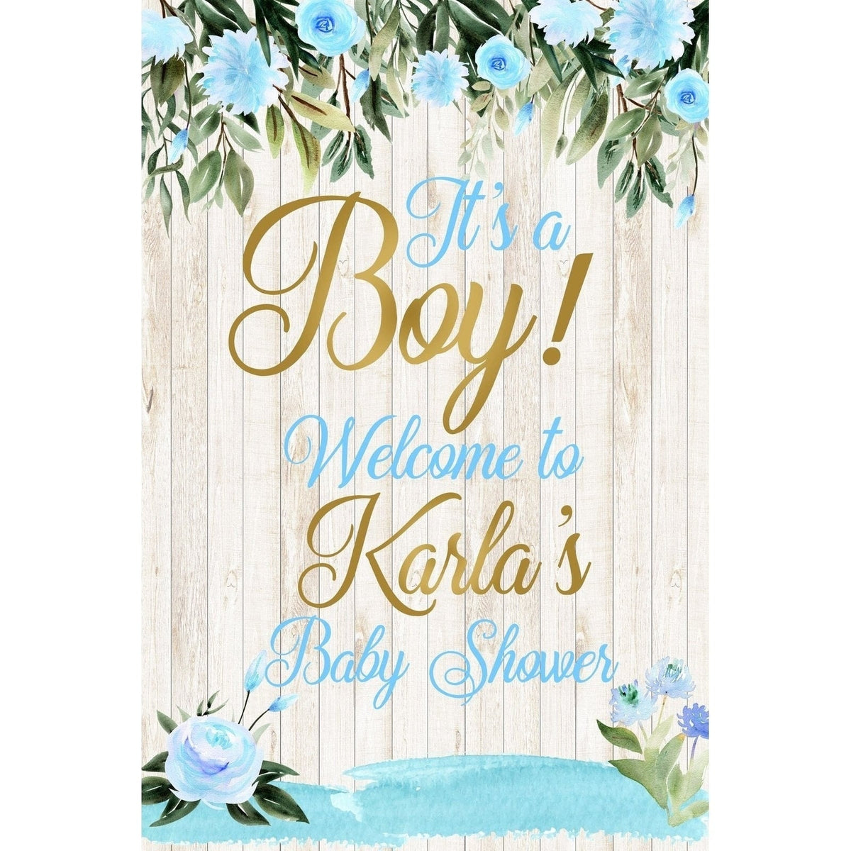 Customizable Yard Sign / Lawn Sign Welcome Baby Shower Shiplap Blue