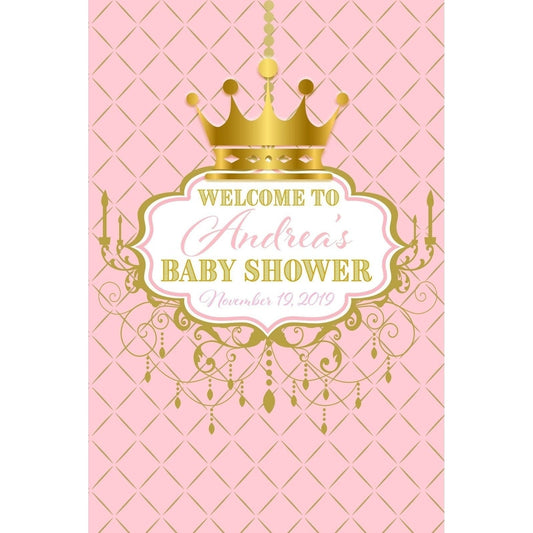 Customizable Yard Sign / Lawn Sign Welcome Baby Shower Royal Chandelier Pink