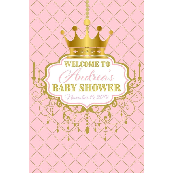 Customizable Yard Sign / Lawn Sign Welcome Baby Shower Royal Chandelier Pink