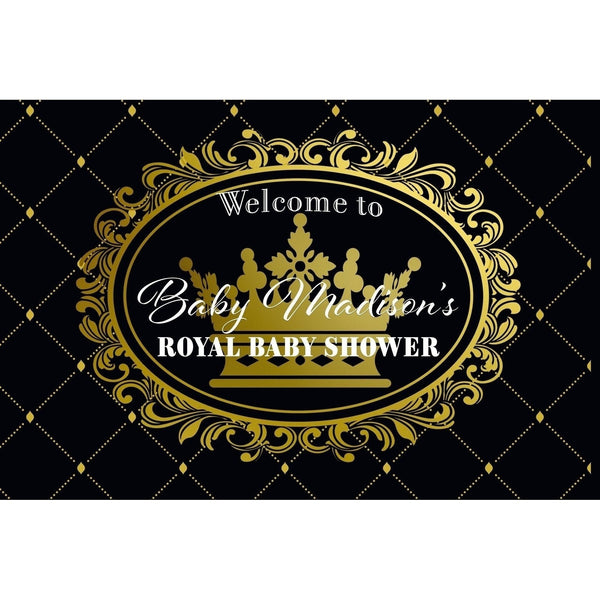 Customizable Yard Sign / Lawn Sign Welcome Baby Shower Royal Gold On Black