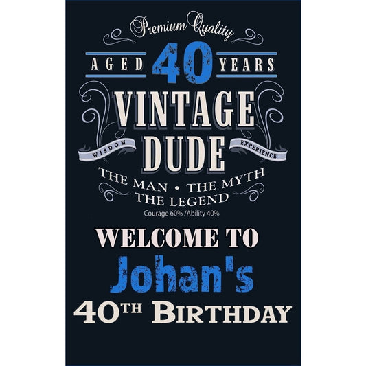 Customizable Yard Sign / Lawn Sign Welcome Birthday Vintage Dude 40