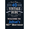 Customizable Yard Sign / Lawn Sign Welcome Birthday Vintage Dude 40