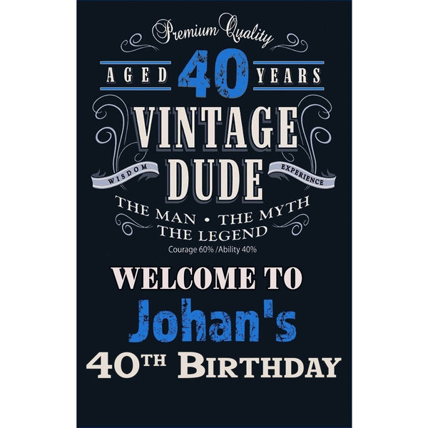 Customizable Yard Sign / Lawn Sign Welcome Birthday Vintage Dude 40