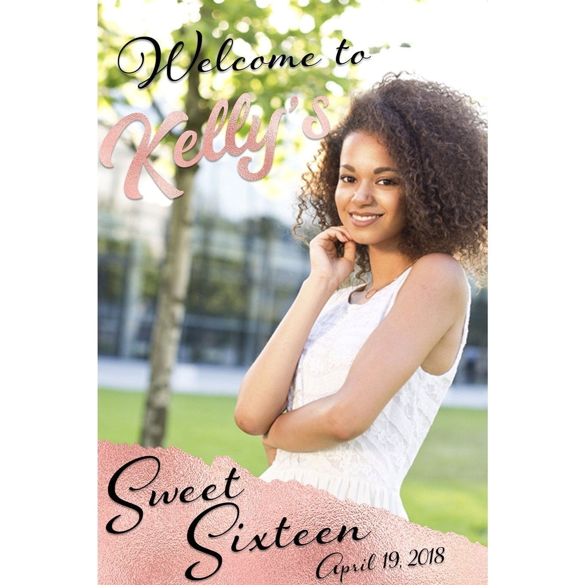 Customizable Yard Sign / Lawn Sign Welcome Birthday Sweet 16 Rose Gold Photo Backdrop