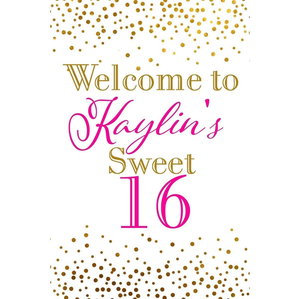 Customizable Yard Sign / Lawn Sign Welcome Birthday Sweet 16 Confetti