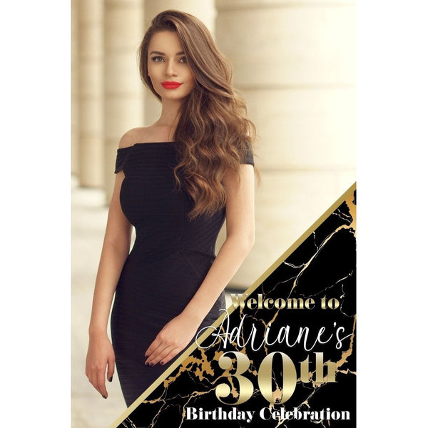 Customizable Yard Sign / Lawn Sign Welcome Birthday Photo Backdrop Gold Marble