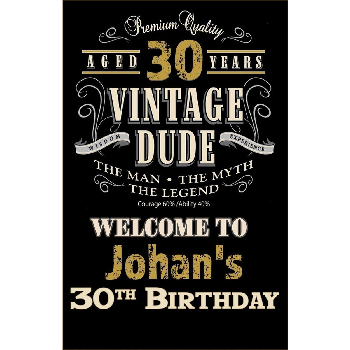 Customizable Yard Sign / Lawn Sign Welcome Birthday Vintage Dude 30