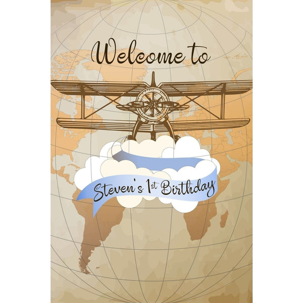 Customizable Yard Sign / Lawn Sign Welcome Birthday Old Airplane
