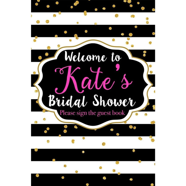 Customizable Yard Sign / Lawn Sign Welcome Bridal Shower Black/White Stripe