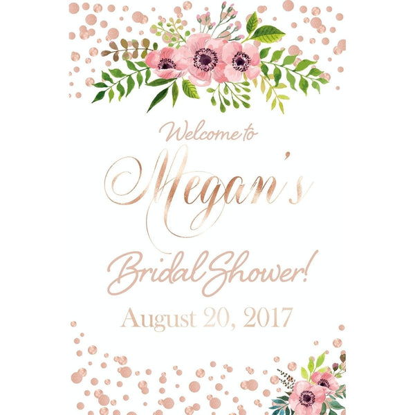 Customizable Yard Sign / Lawn Sign Welcome Bridal Shower Floral Rose Gold