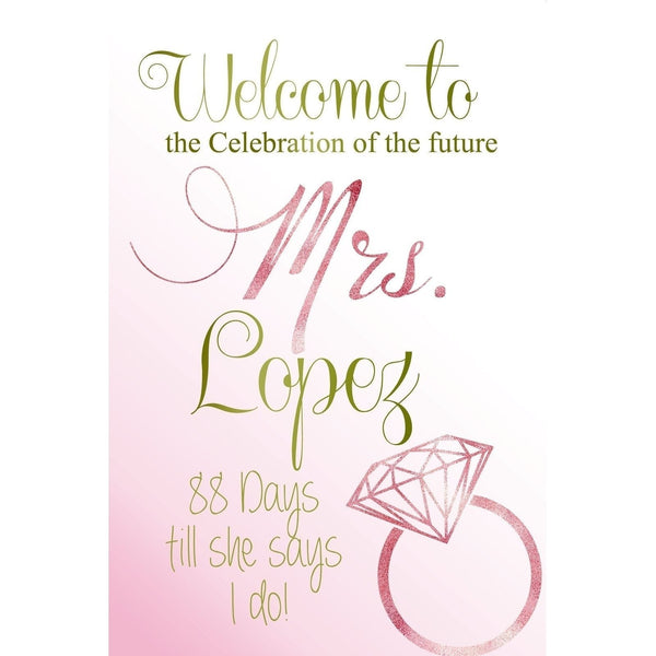 Customizable Yard Sign / Lawn Sign Welcome Bridal Shower Blush Diamond