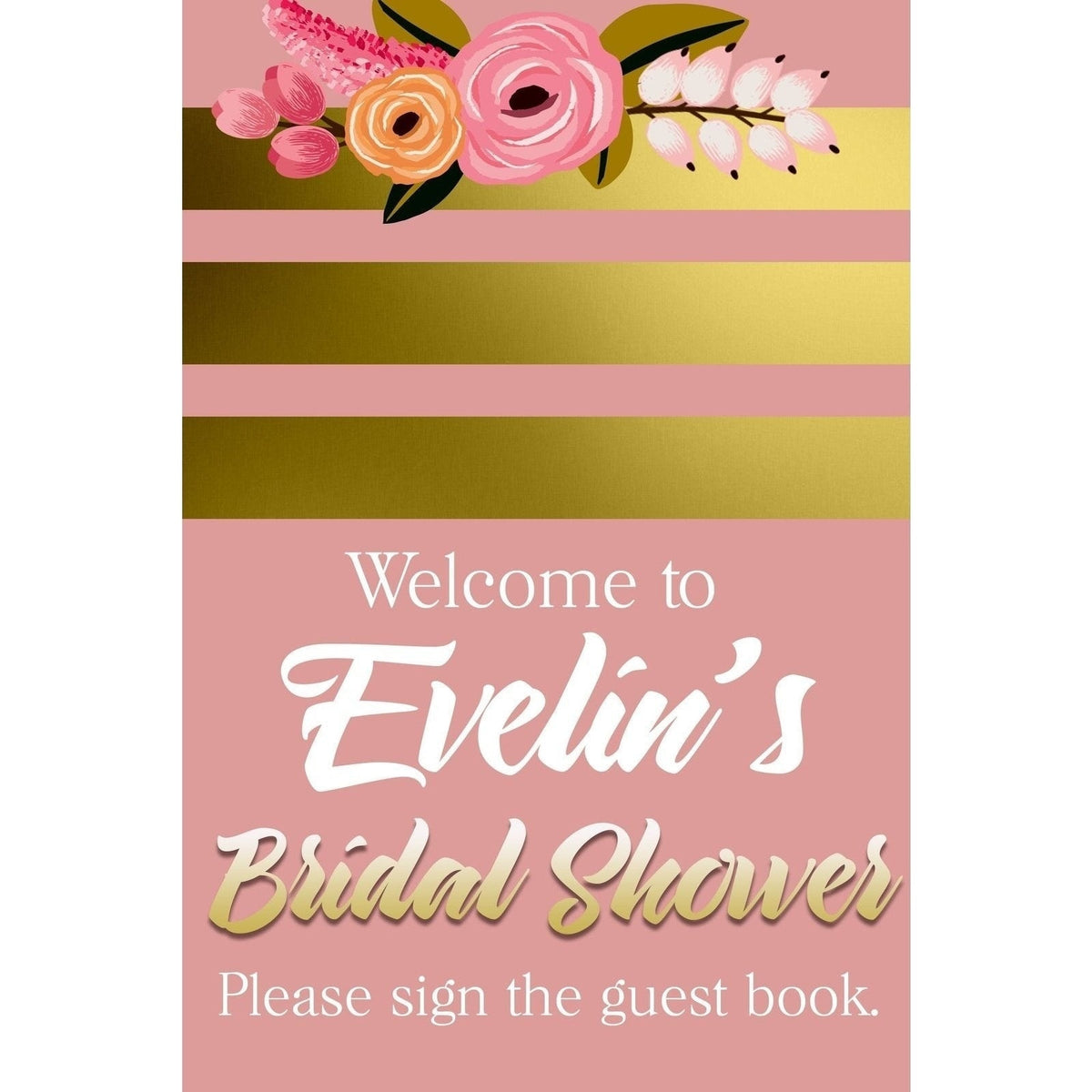 Customizable Yard Sign / Lawn Sign Welcome Bridal Shower Gold/Blush