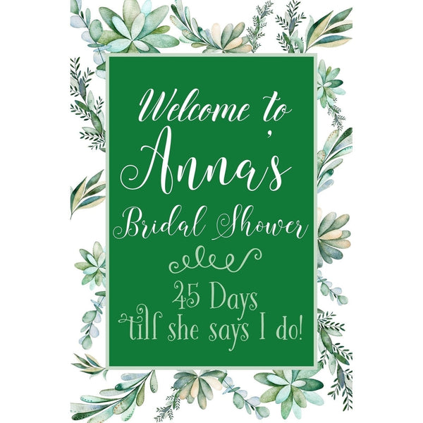 Customizable Yard Sign / Lawn Sign Welcome Bridal Shower Floral Green