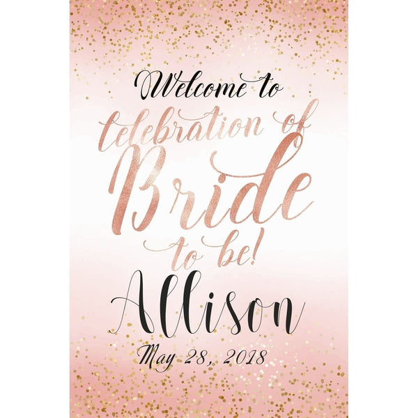 Customizable Yard Sign / Lawn Sign Welcome Bridal Shower Rose Gold Confetti