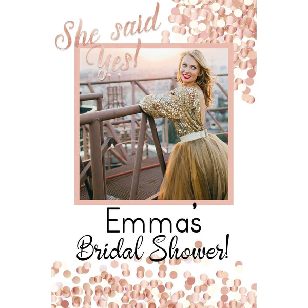 Customizable Yard Sign / Lawn Sign Welcome Bridal Shower Rose Gold Confetti