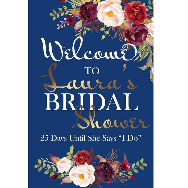 Customizable Yard Sign / Lawn Sign Welcome Bridal Shower Navy Floral