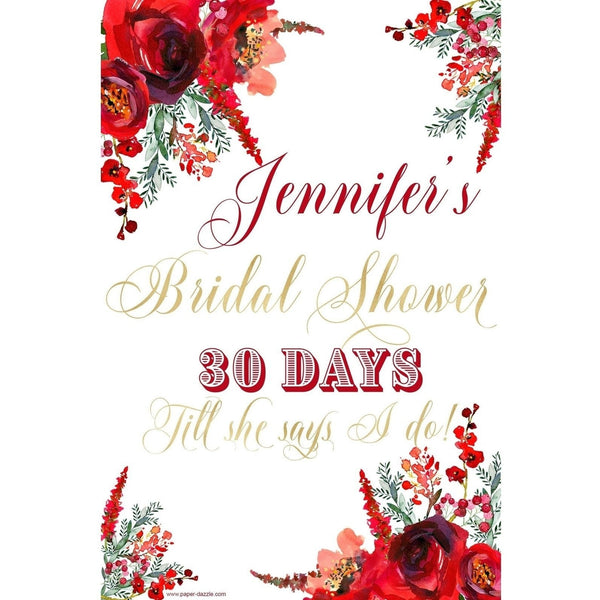 Customizable Yard Sign / Lawn Sign Welcome Bridal Shower Floral Red