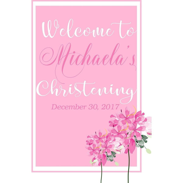 Customizable Yard Sign / Lawn Sign Welcome Christening Pink