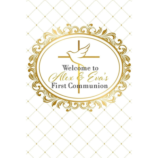 Customizable Yard Sign / Lawn Sign Welcome First Communion Gold