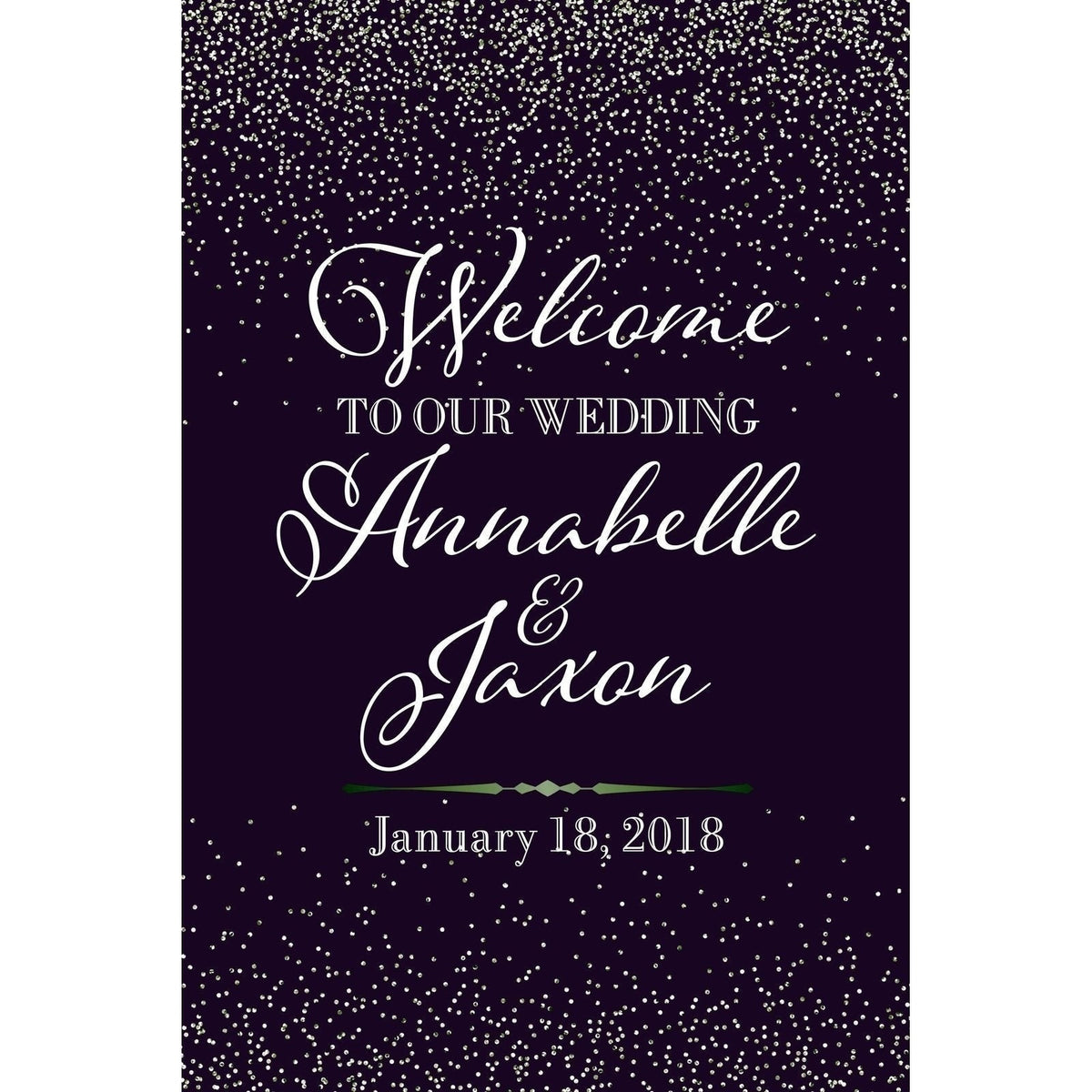 Customizable Yard Sign / Lawn Sign Welcome Wedding White Confetti On Purple