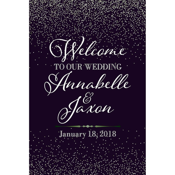 Customizable Yard Sign / Lawn Sign Welcome Wedding White Confetti On Purple