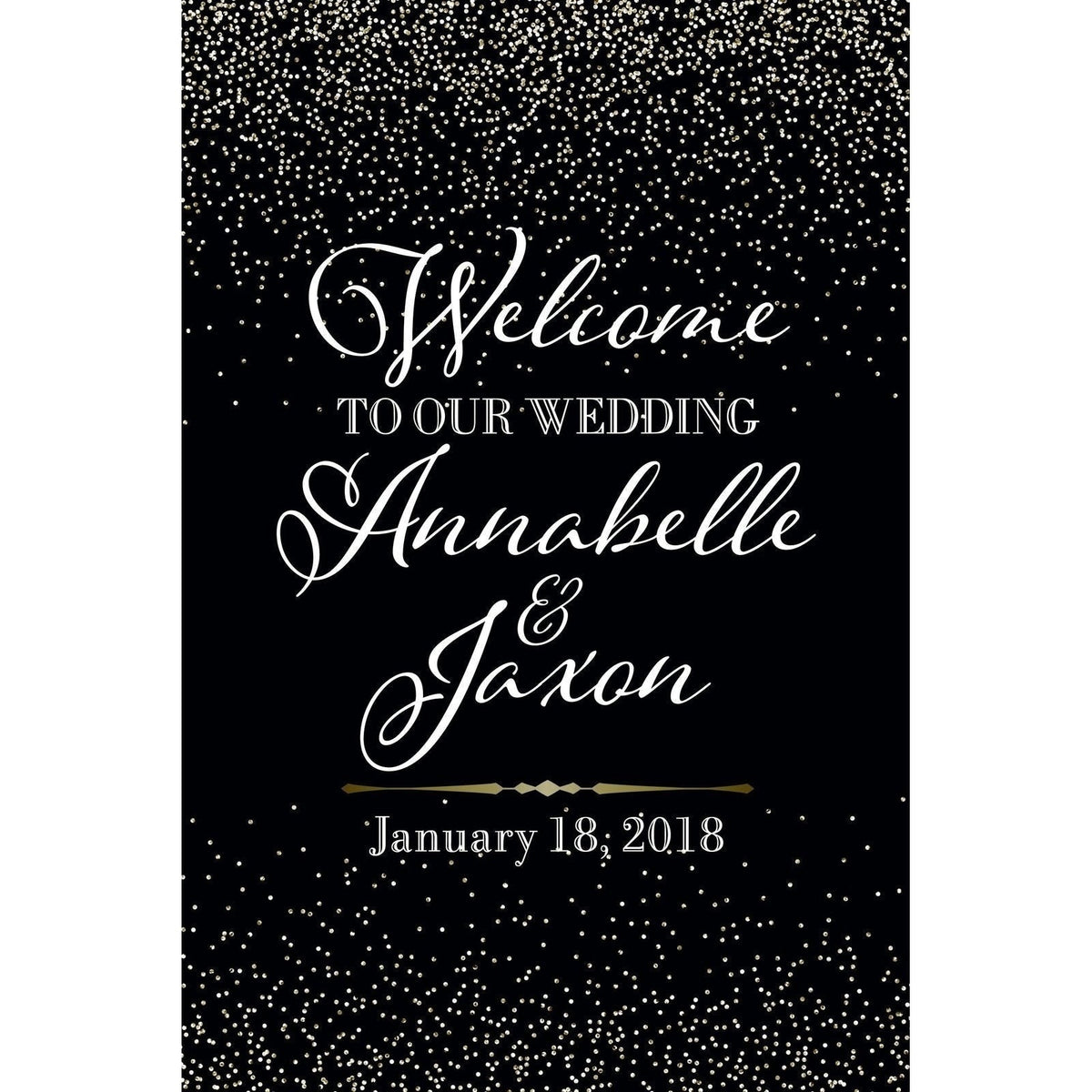 Customizable Yard Sign / Lawn Sign Welcome Wedding White Confetti On Blue