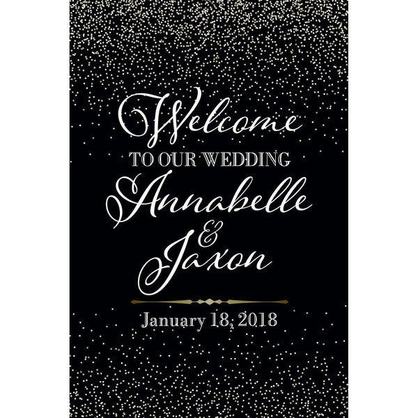 Customizable Yard Sign / Lawn Sign Welcome Wedding White Confetti On Blue