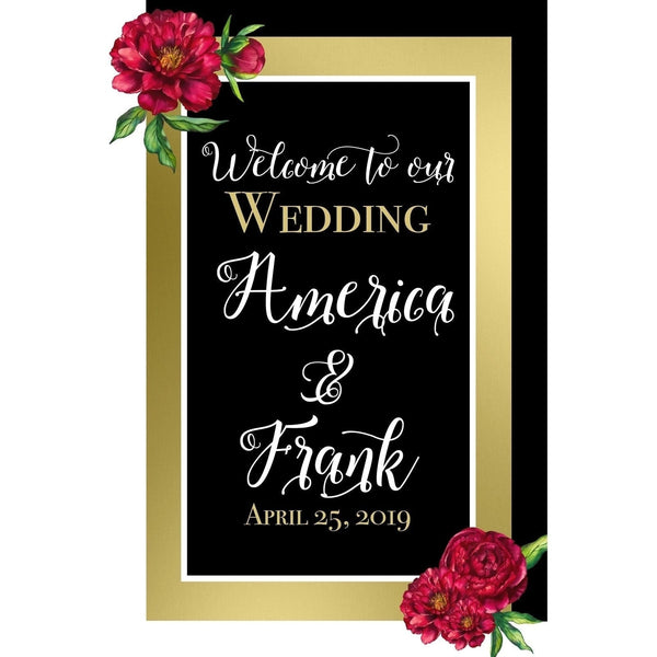 Customizable Yard Sign / Lawn Sign Welcome Wedding Gold/Black Board