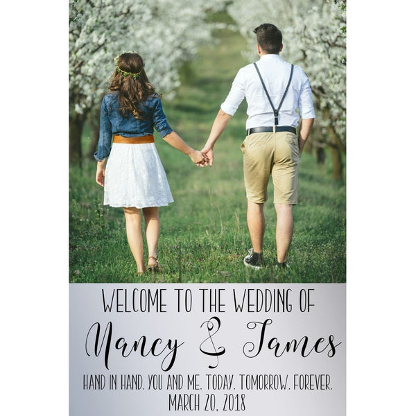 Customizable Yard Sign / Lawn Sign Welcome Wedding Silver W/Photo