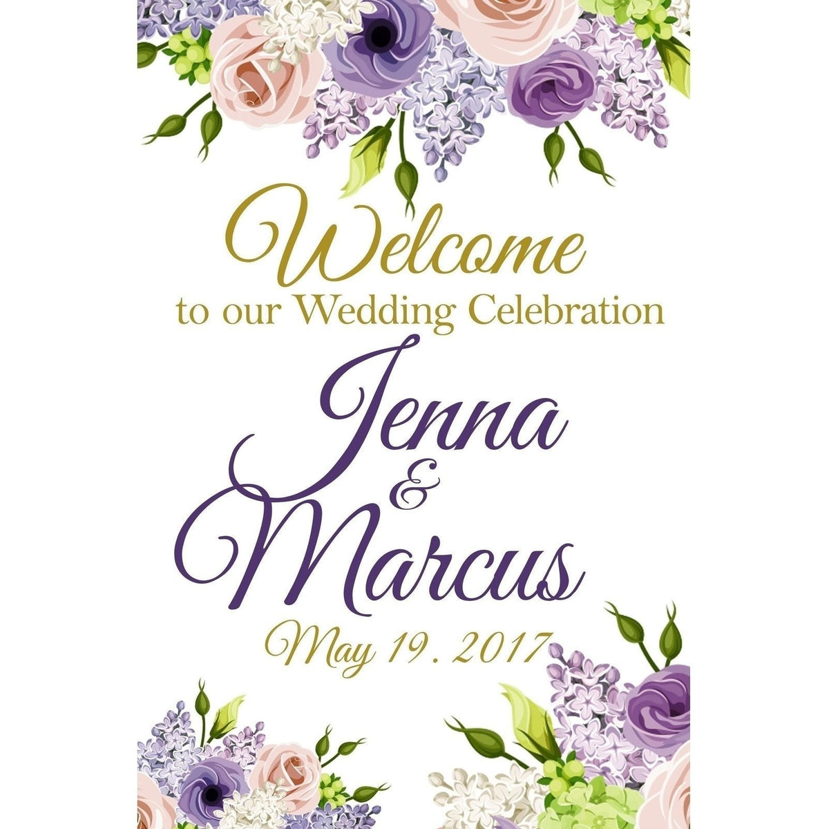 Customizable Yard Sign / Lawn Sign Welcome Wedding Floral Lavender