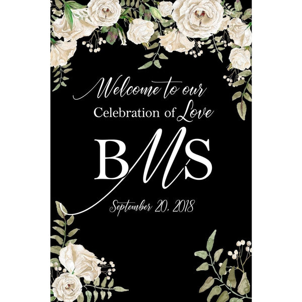 Customizable Yard Sign / Lawn Sign Welcome Wedding Floral Ivory Monogram