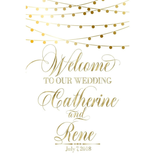 Customizable Yard Sign / Lawn Sign Welcome Wedding Gold Deco On White