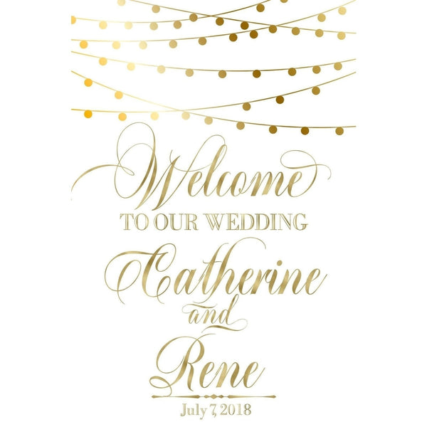 Customizable Yard Sign / Lawn Sign Welcome Wedding Gold Deco On White