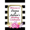 Customizable Yard Sign / Lawn Sign Welcome Wedding Black/White Stripe