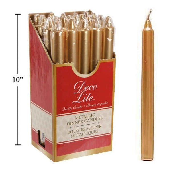 Deco L. 10" Metallic Gold Dinner Candle