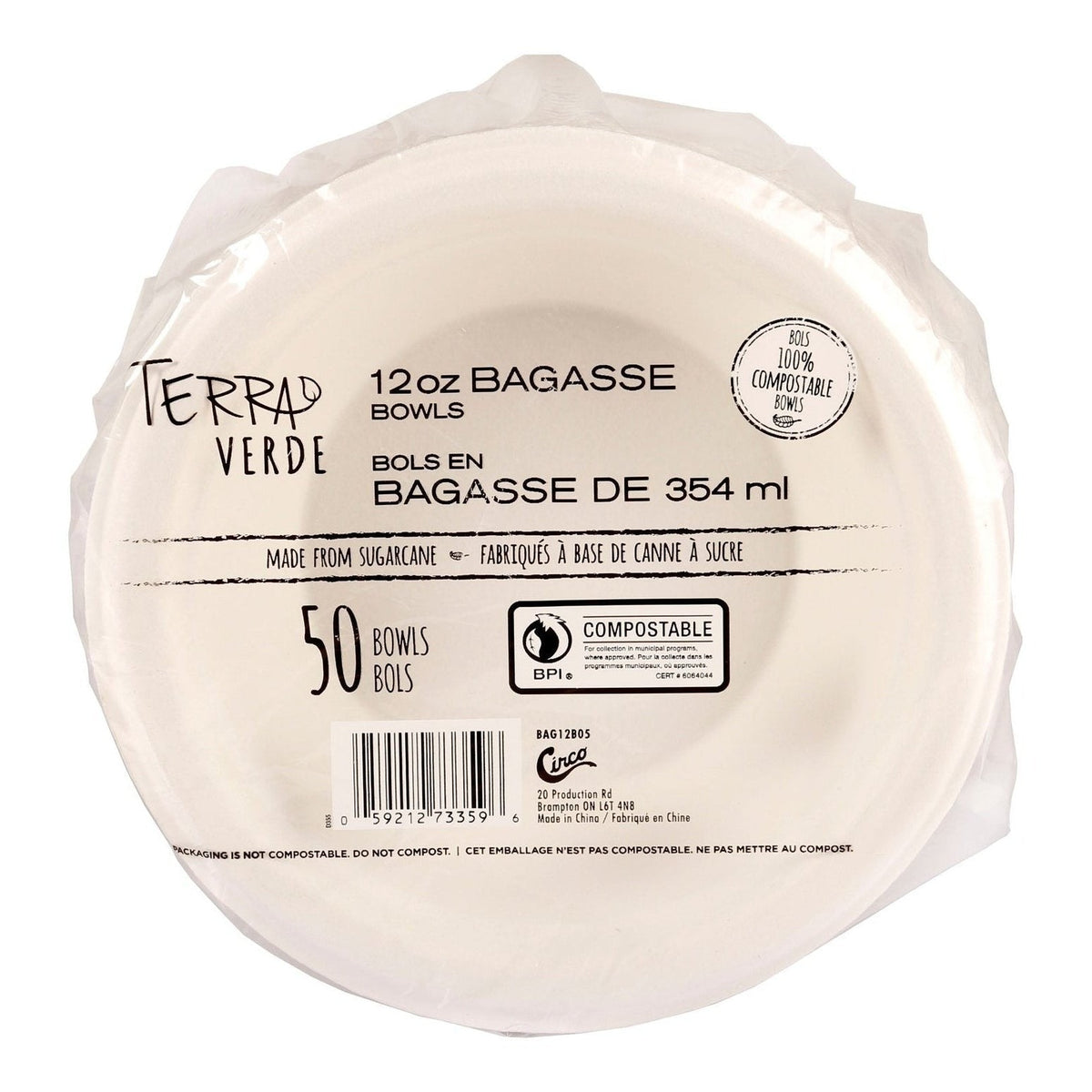 Eco Friendly Bowl, 12 Oz Eco Bagasse, 50 Count