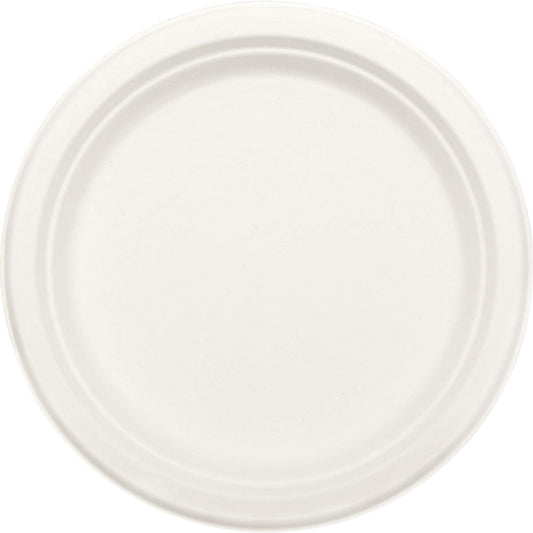 Eco Friendly Natural Sugar Cane White Round Plates, 8 3/4"