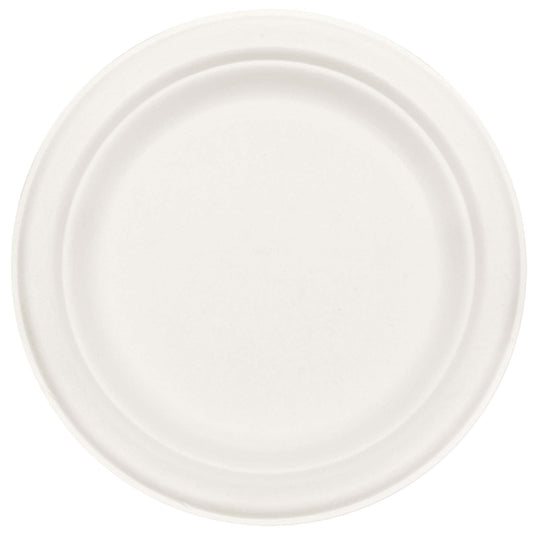 Eco Friendly Natural Sugar Cane White Round Plates, 6 3/4"