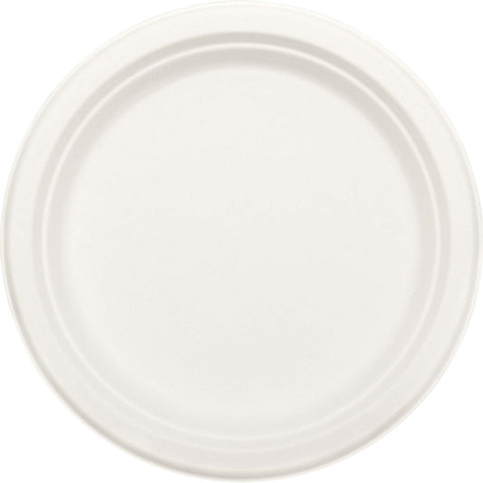Eco Friendly Natural Sugar Cane White Round Plates, 10"