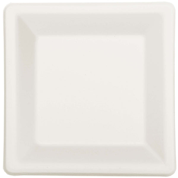 Eco Friendly Natural Sugar Cane White Square Plate, 10"
