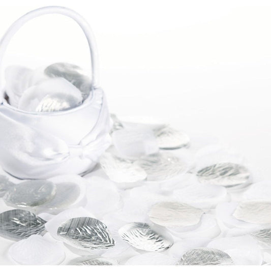 Fabric Confetti Petals - Silver/White