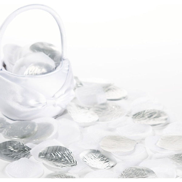 Fabric Confetti Petals - Silver/White